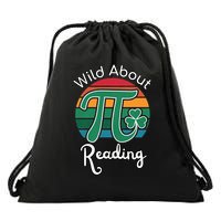 Wild About Reading Books Pi Day Lovers Bookworm Library Day  Drawstring Bag