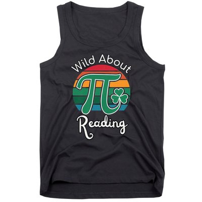 Wild About Reading Books Pi Day Lovers Bookworm Library Day  Tank Top