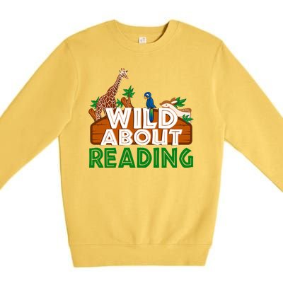 Wild About Reading Animals Premium Crewneck Sweatshirt