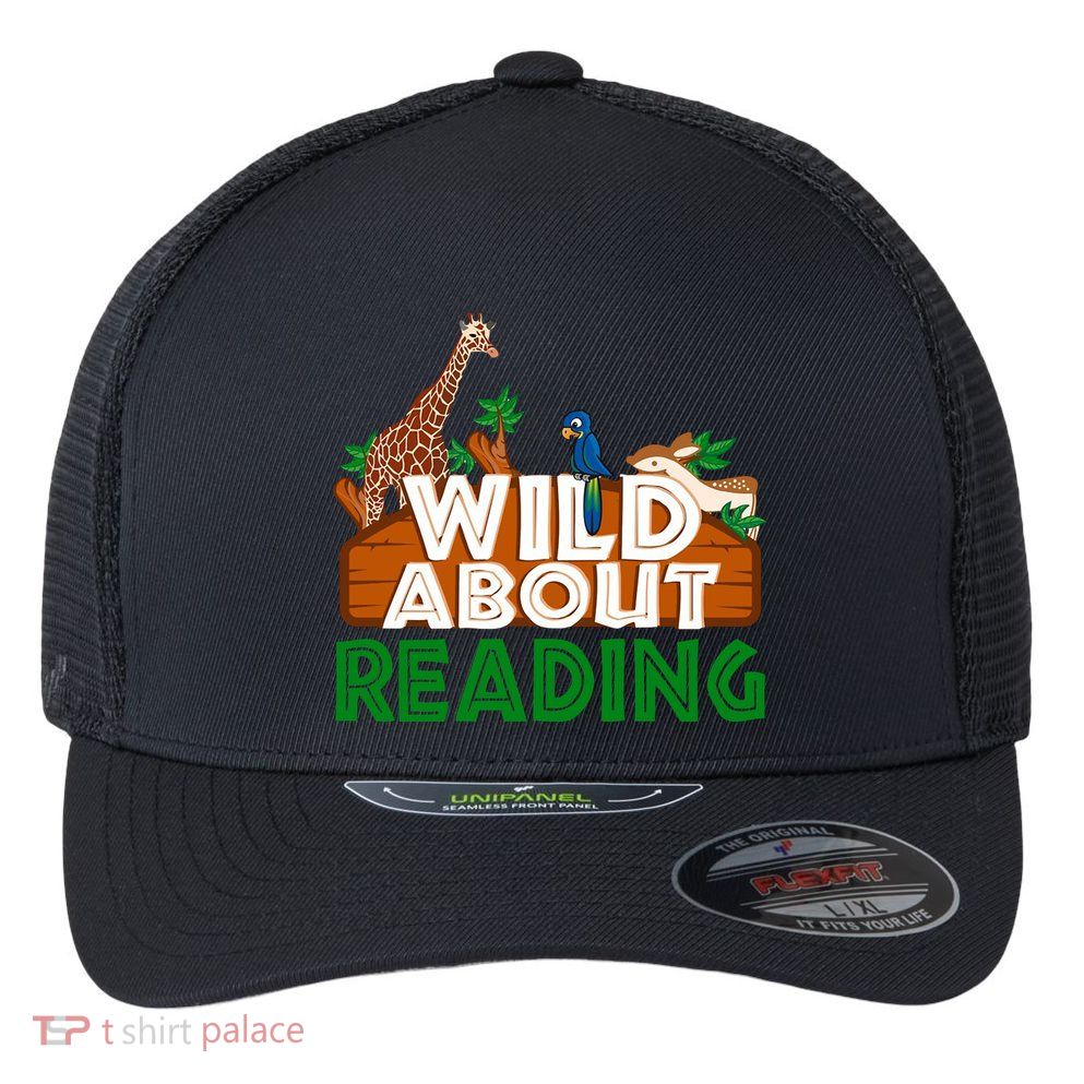 Wild About Reading Animals Flexfit Unipanel Trucker Cap