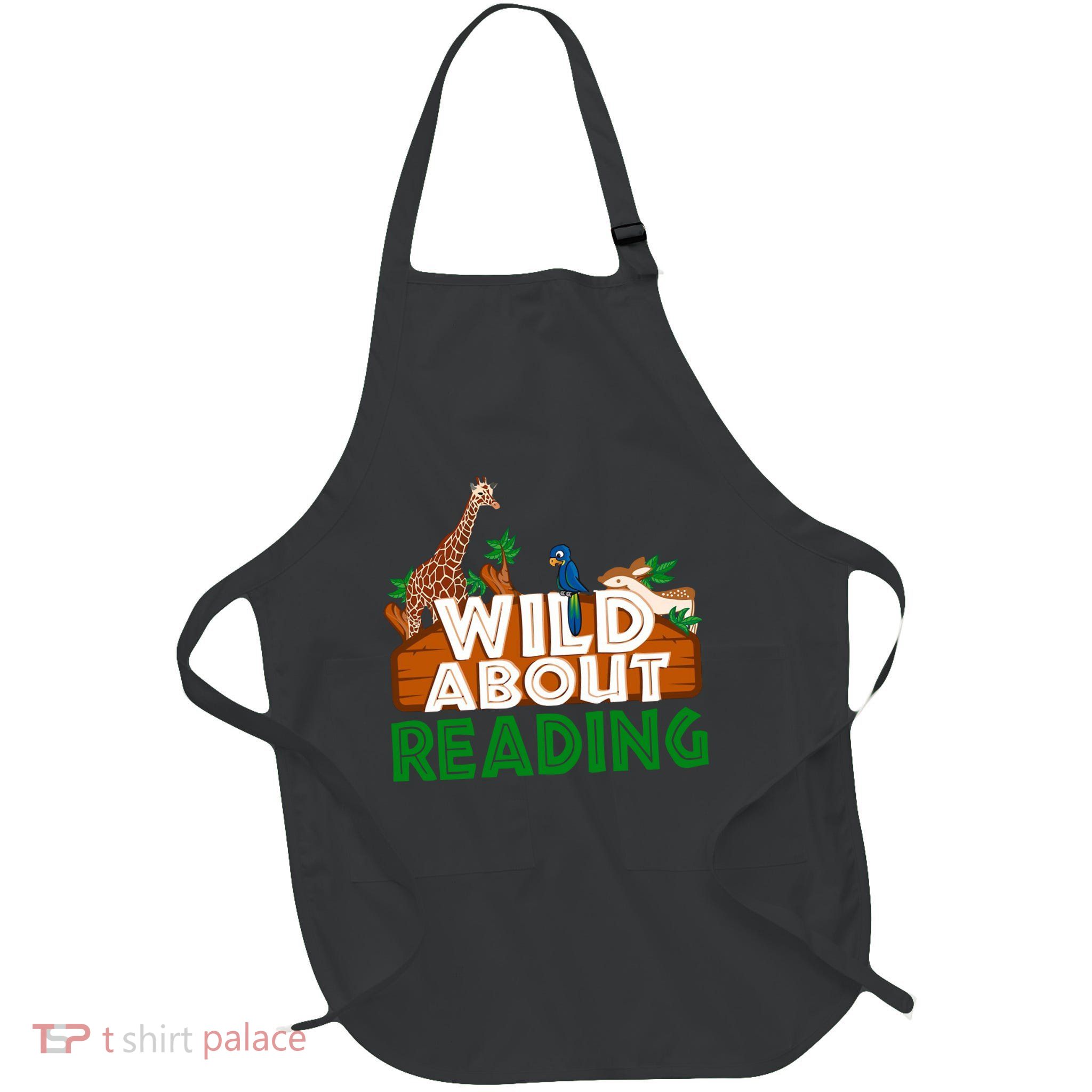 Wild About Reading Animals Full-Length Apron With Pockets