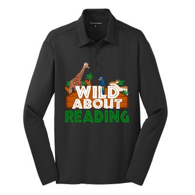 Wild About Reading Animals Silk Touch Performance Long Sleeve Polo