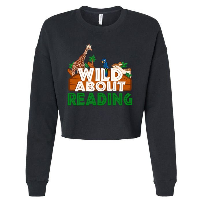 Wild About Reading Animals Cropped Pullover Crew