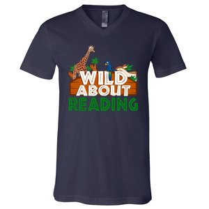 Wild About Reading Animals V-Neck T-Shirt