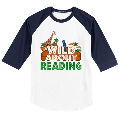 Wild About Reading Animals Baseball Sleeve Shirt