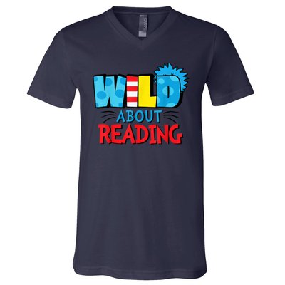 Wild About Reading Dr Teacher V-Neck T-Shirt