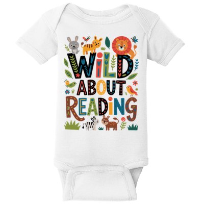Wild About Reading Long Sleeve  - Zoo Animals Bookworm Gift Baby Bodysuit