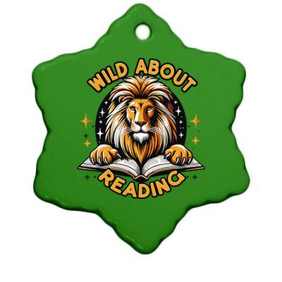 Wild About Reading Lion For Teachers & Students Ceramic Star Ornament