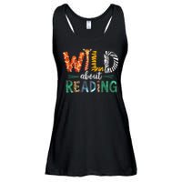 Wild About Reading Books Reader Lover Librarian Zoo Animals Ladies Essential Flowy Tank