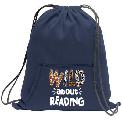 Wild About Reading Animal Print Sweatshirt Cinch Pack Bag