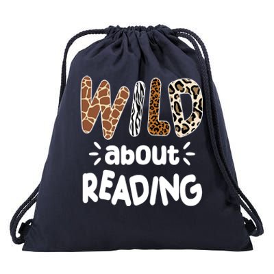 Wild About Reading Animal Print Drawstring Bag