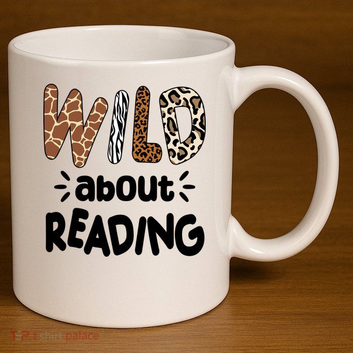 Wild About Reading Animal Print 11oz C Handle Ceramic Mug