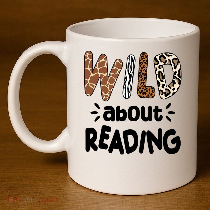 Wild About Reading Animal Print 11oz C Handle Ceramic Mug