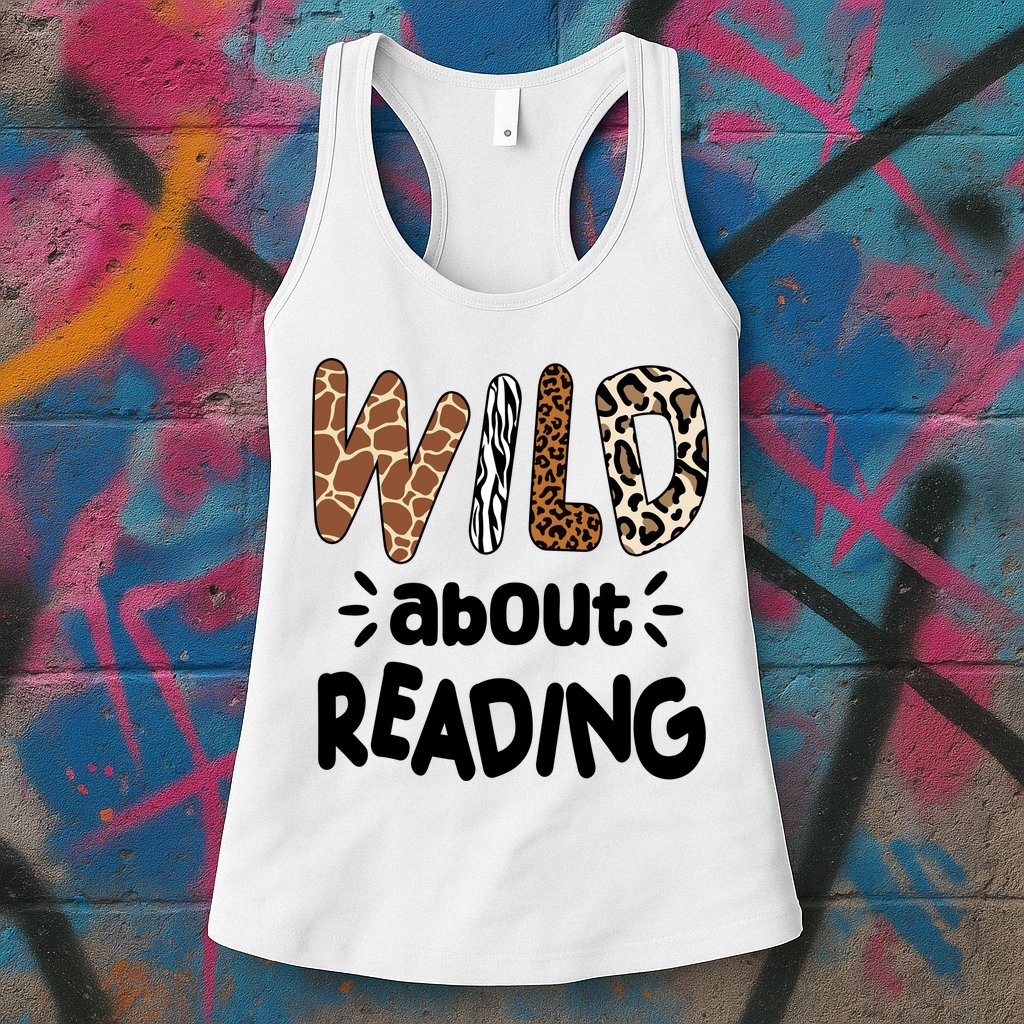 Wild About Reading Animal Print Womens Tank Top