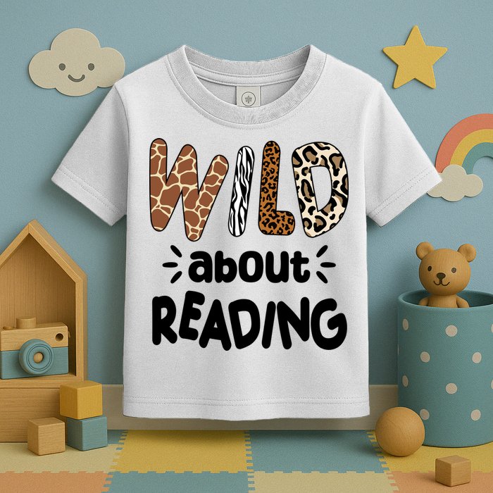 Wild About Reading Animal Print Toddler T-Shirt