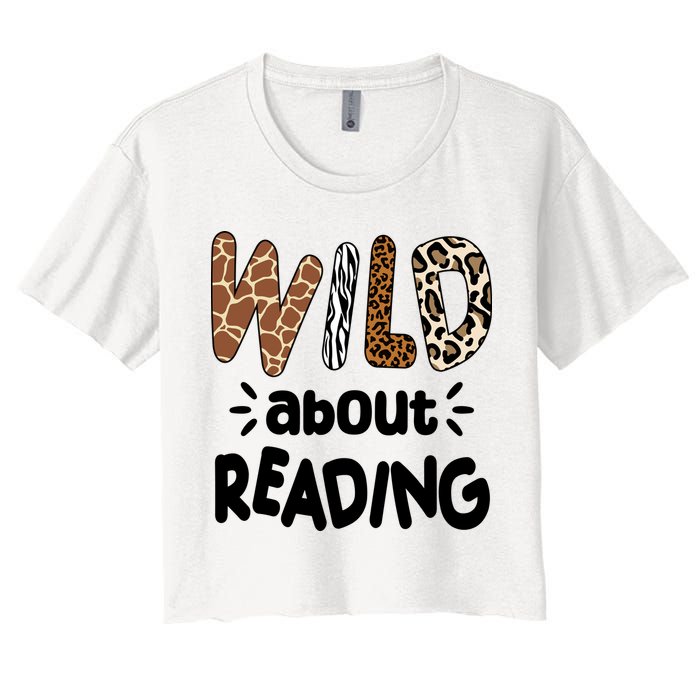 Wild About Reading Animal Print Women's Crop Top Tee