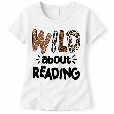 Wild About Reading Animal Print Womens T-Shirt