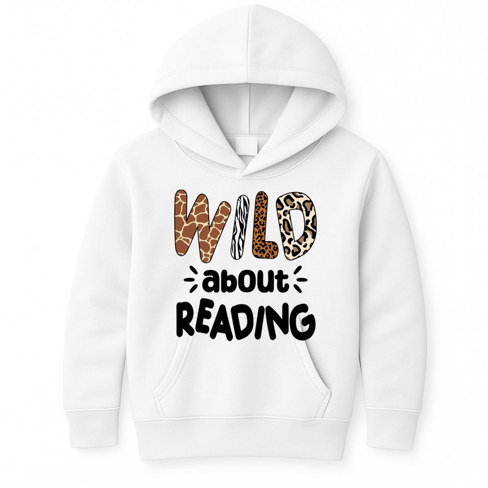 Wild About Reading Animal Print Kids Hoodie