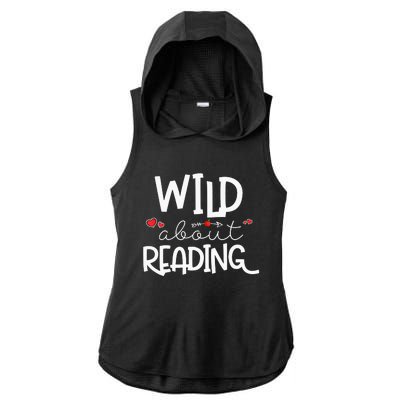 Wild About Reading With Heart Reading Books And Bookworm Ladies PosiCharge Tri-Blend Wicking Draft Hoodie Tank