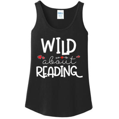 Wild About Reading With Heart Reading Books And Bookworm Ladies Essential Tank