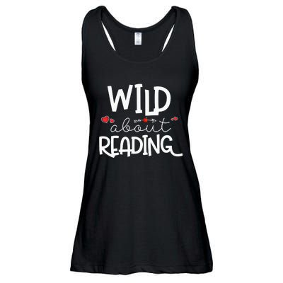 Wild About Reading With Heart Reading Books And Bookworm Ladies Essential Flowy Tank