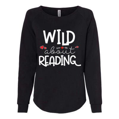 Wild About Reading With Heart Reading Books And Bookworm Womens California Wash Sweatshirt