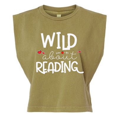 Wild About Reading With Heart Reading Books And Bookworm Garment-Dyed Women's Muscle Tee