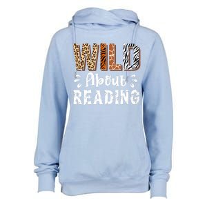 Wild About Reading Books Reader Lover Animals Womens Funnel Neck Pullover Hood