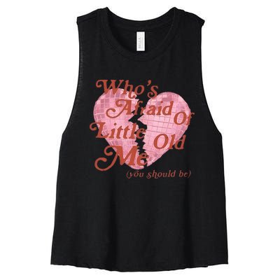 WhoS Afraid Retro Of Little Funny Old Me Heart Retro Music Women's Racerback Cropped Tank