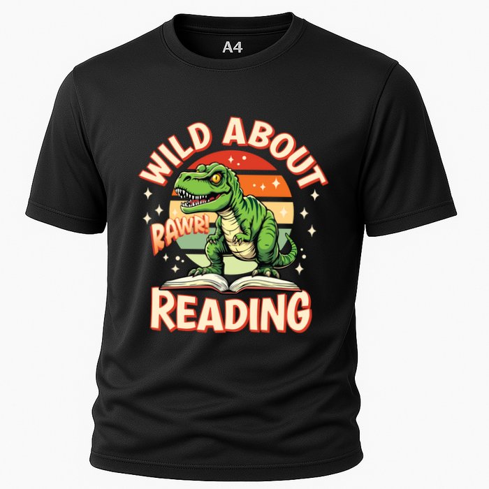 Wild About Reading T Rex Design For Teachers And Students Great Gift Cooling Performance Crew T-Shirt