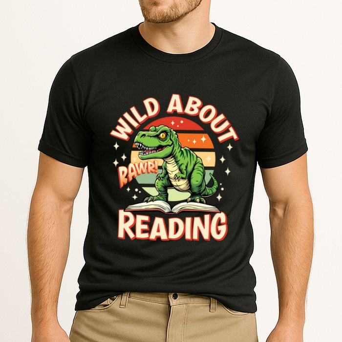 Wild About Reading T Rex Design For Teachers And Students Great Gift Cooling Performance Crew T-Shirt