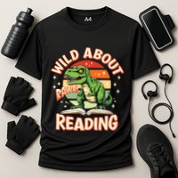 Wild About Reading T Rex Design For Teachers And Students Great Gift Cooling Performance Crew T-Shirt