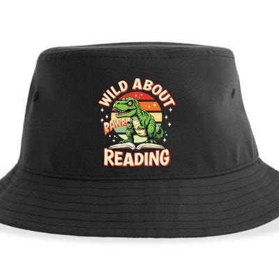 Wild About Reading T Rex Design For Teachers And Students Great Gift Sustainable Bucket Hat
