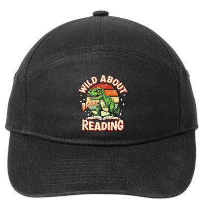 Wild About Reading T Rex Design For Teachers And Students Great Gift 7-Panel Snapback Hat