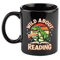 Wild About Reading T Rex Design For Teachers And Students Great Gift 11oz C Handle Ceramic Mug