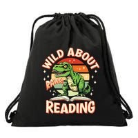 Wild About Reading T Rex Design For Teachers And Students Great Gift Drawstring Bag
