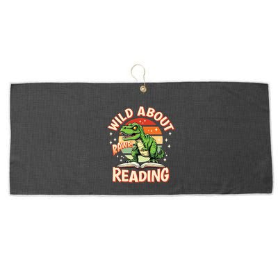 Wild About Reading T Rex Design For Teachers And Students Great Gift Large Microfiber Waffle Golf Towel