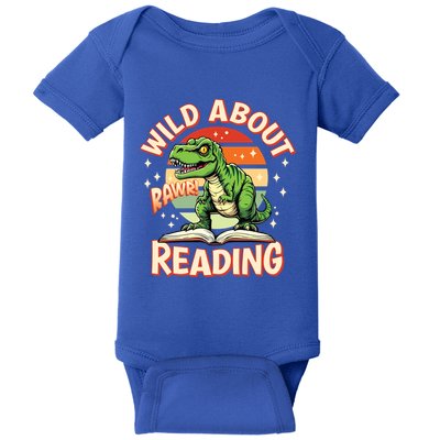 Wild About Reading T Rex Design For Teachers And Students Great Gift Baby Bodysuit