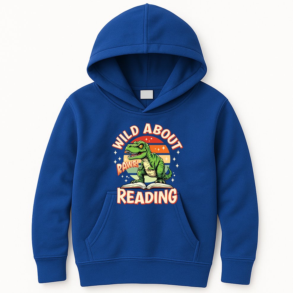 Wild About Reading T Rex Design For Teachers And Students Great Gift Kids Hoodie