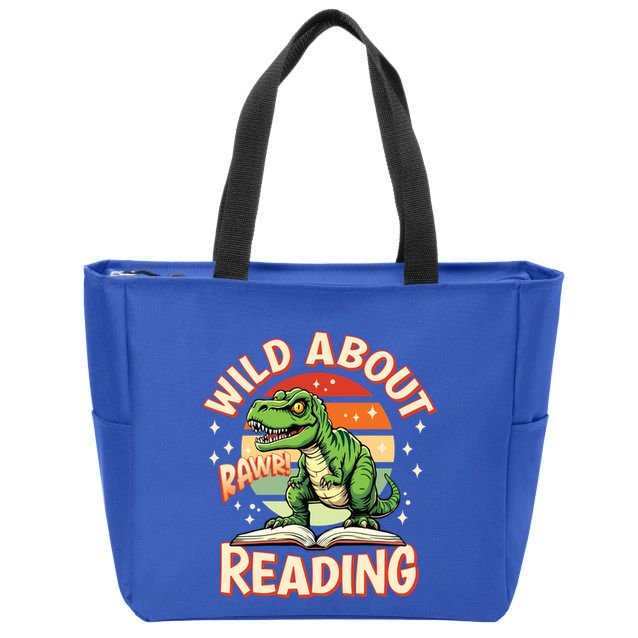 Wild About Reading T Rex Design For Teachers And Students Great Gift Zip Tote Bag