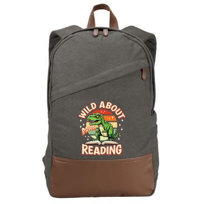 Wild About Reading T Rex Design For Teachers And Students Great Gift Cotton Canvas Backpack