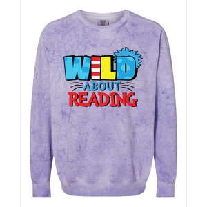 Wild About Reading Dr Teacher Red And White Stripe Hat Colorblast Crewneck Sweatshirt