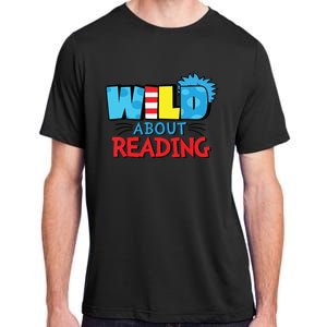 Wild About Reading Dr Teacher Red And White Stripe Hat Adult ChromaSoft Performance T-Shirt