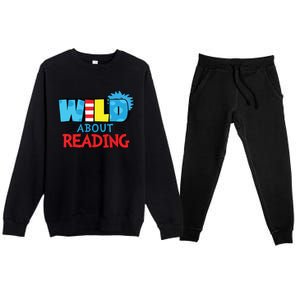 Wild About Reading Dr Teacher Red And White Stripe Hat Premium Crewneck Sweatsuit Set