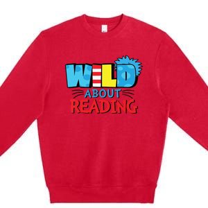 Wild About Reading Dr Teacher Red And White Stripe Hat Premium Crewneck Sweatshirt