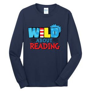 Wild About Reading Dr Teacher Red And White Stripe Hat Tall Long Sleeve T-Shirt