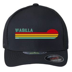 Wasilla Alaska Retro Sunset Flexfit Unipanel Trucker Cap