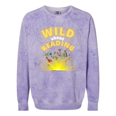 Wild About Reading Books For Teachers Students And Librarians Funny Gift Colorblast Crewneck Sweatshirt