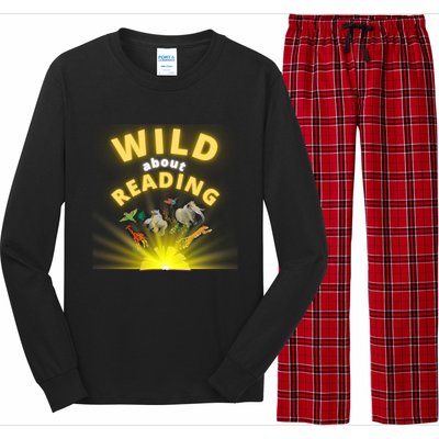 Wild About Reading Books For Teachers Students And Librarians Funny Gift Long Sleeve Pajama Set