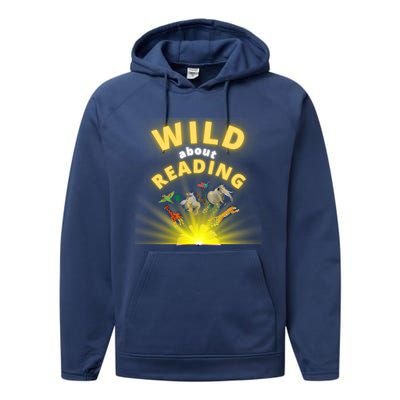 Wild About Reading Books For Teachers Students And Librarians Funny Gift Performance Fleece Hoodie